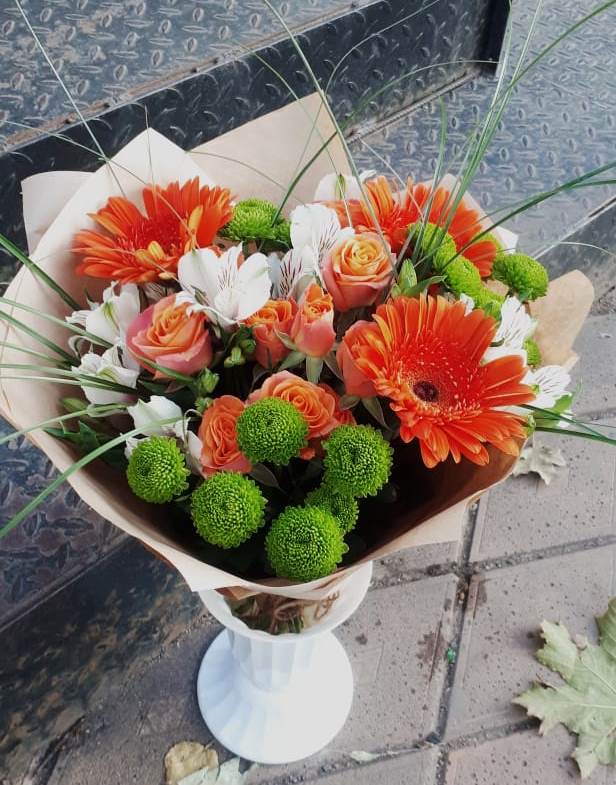 Букет цветов из: Герберы, Хризантемы, Альстромерии и Розы в Величаевском