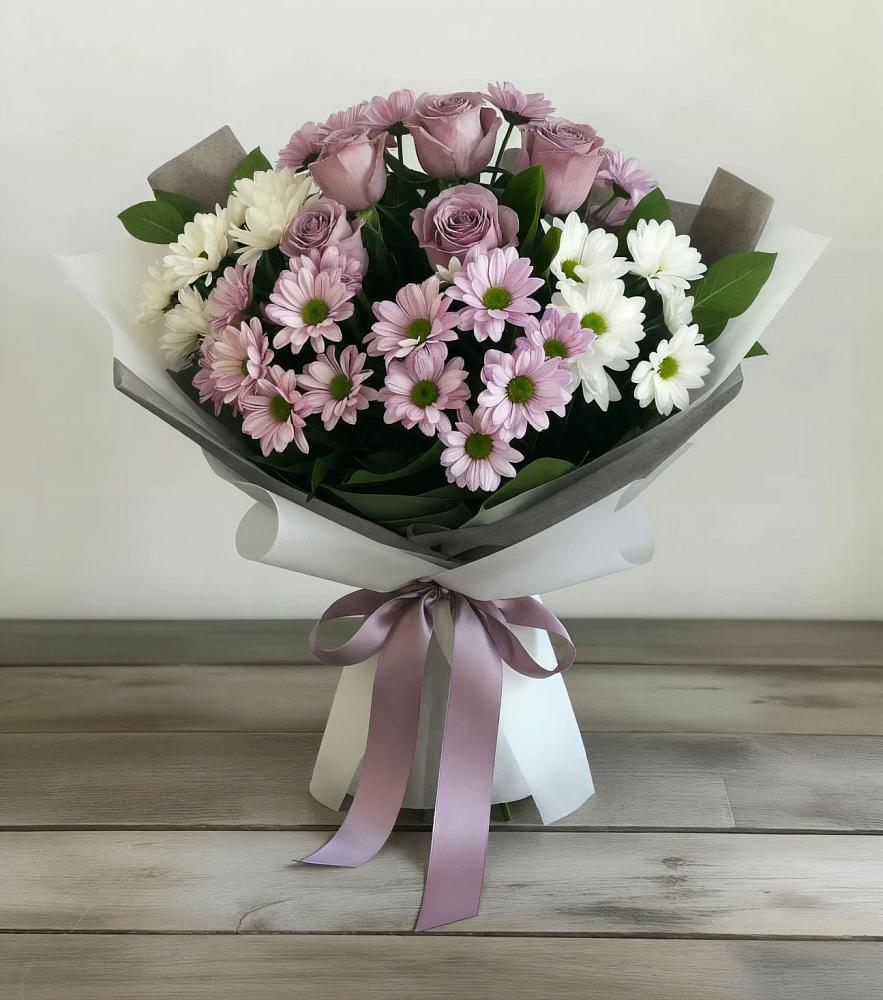 Букет цветов из: Хризантемы и Розы в Величаевском