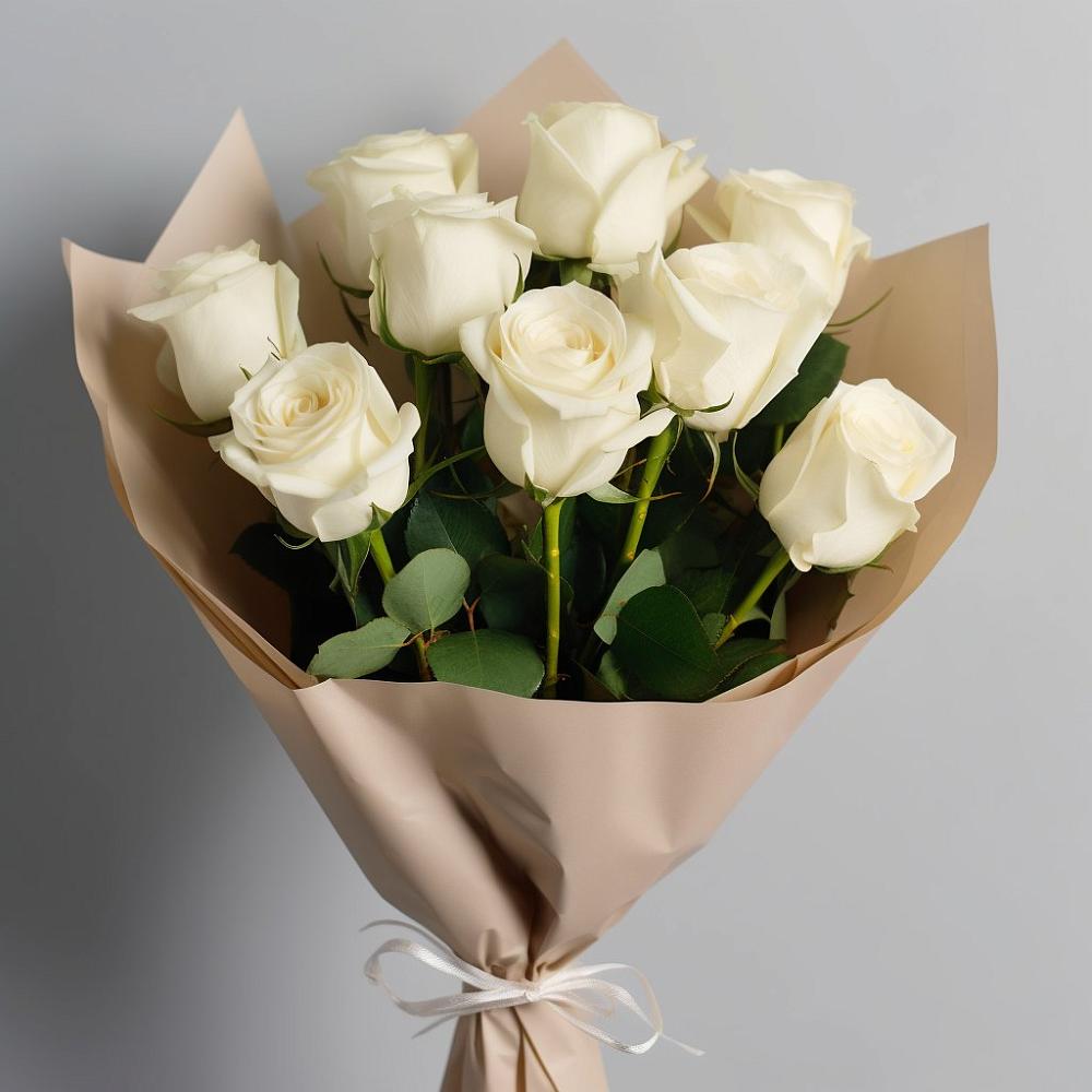 Букет 9 Белых роз Эдлесс Лав в Величаевском