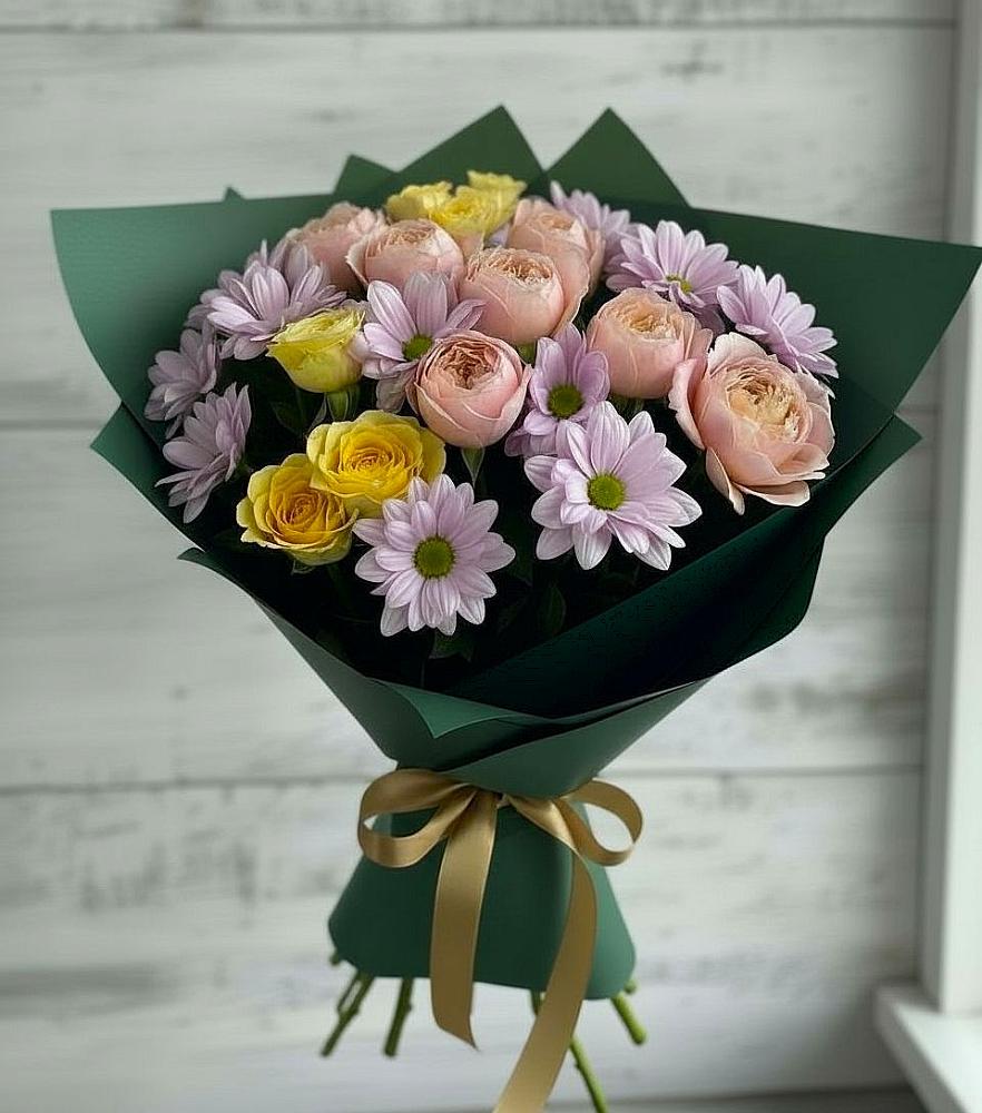 Букет цветов из: Хризантемы и Розы в Величаевском