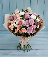 Букет цветов из:  Хризантемы, Розы и Альстромерии в Величаевском