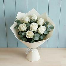 Букет Белые розы в Эвкалипте #REPLACE_PRED# Величаевском